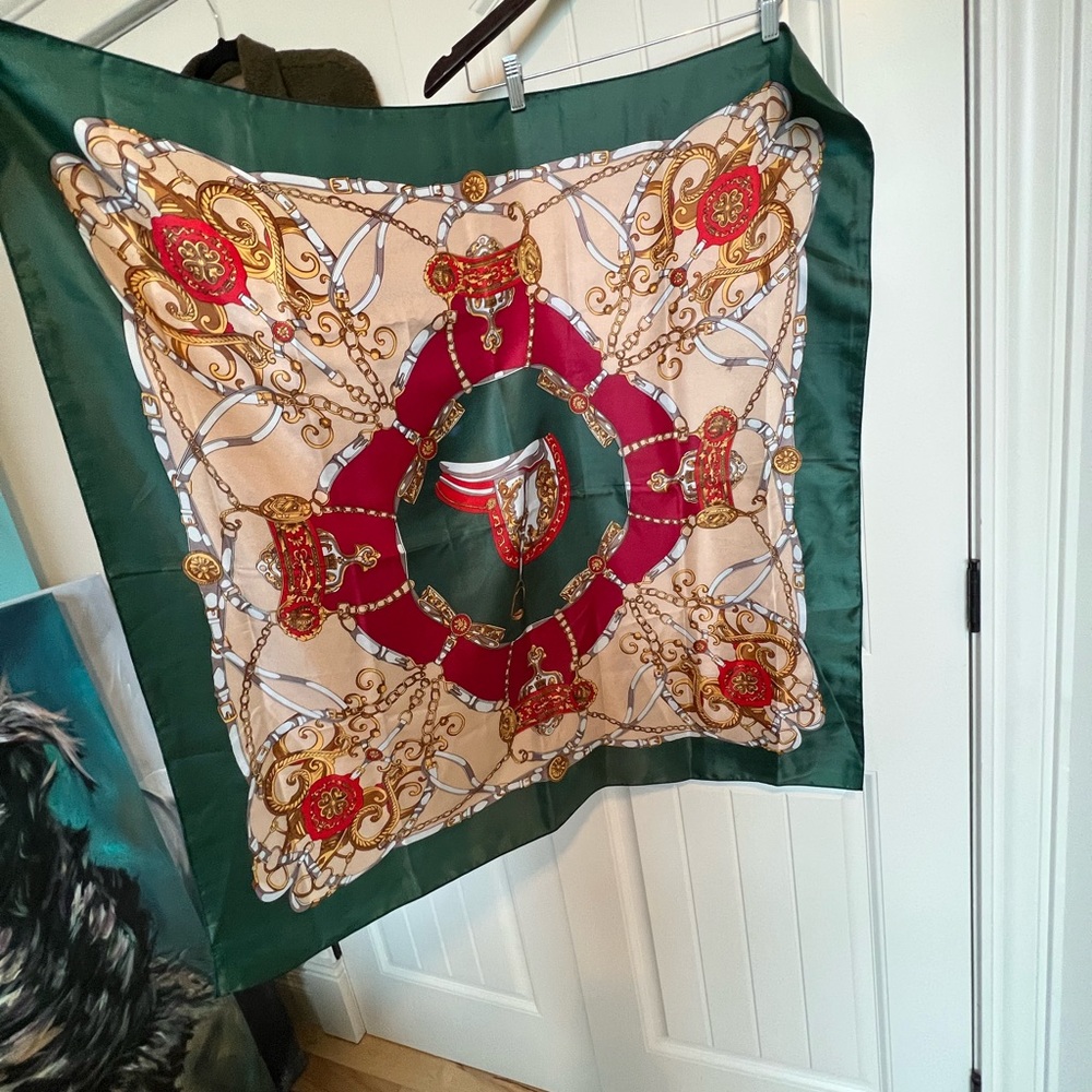 Horse and tackle vintage scarf